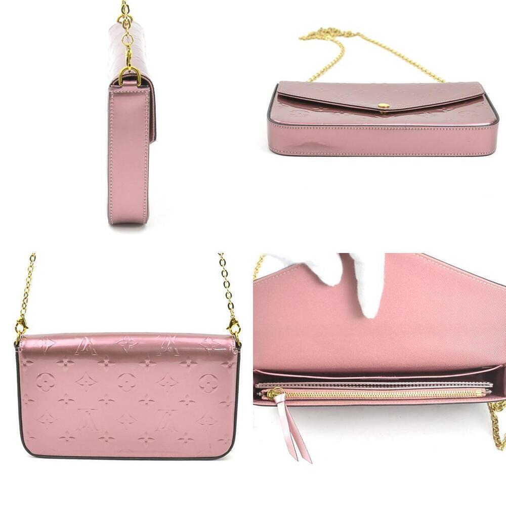 Louis Vuitton Pochette Crossbody Metallic Bag Vernis Vernis Patent Felicie Pink